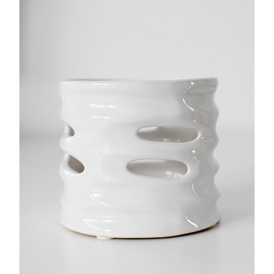 Lampion, Ceramiczny, Biały, Ażurowy, Skandynawski Styl